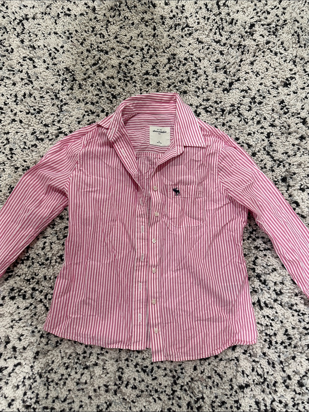 abercrombie kids Pink and White Striped Button-Down Shirt